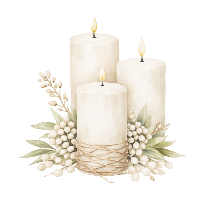 Velas decorativas con verdor