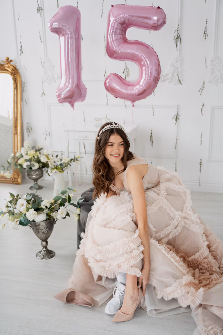 Elizabeth con globos